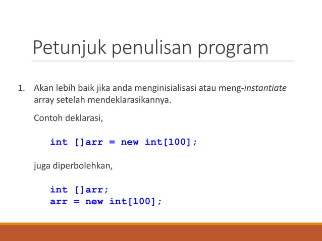 Slide presentasi kuliah Java array implementation.ppt | Free Download