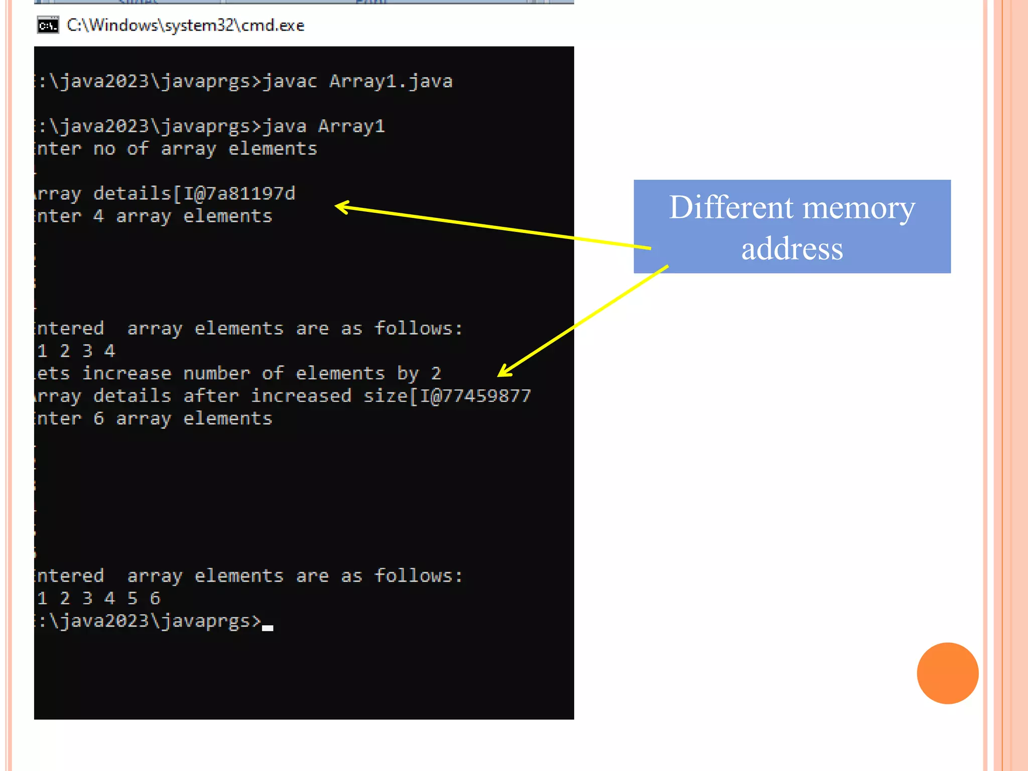 Different memory
address
 