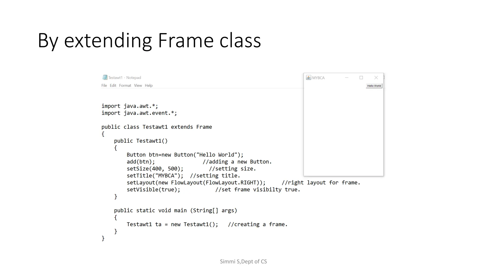 By extending Frame class
Simmi S,Dept of CS
 
