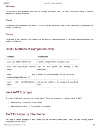 Java awt tutorial javatpoint | PDF