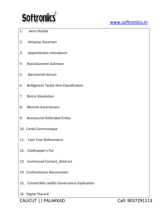 Java based project ideas from softroniics | PDF