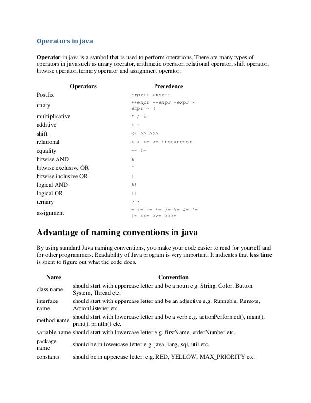 Java basic concept
