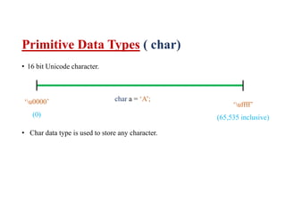 Basic Datatypes – Reference Data Types
• Reference variables are created using defined constructors of the classes.
• They...