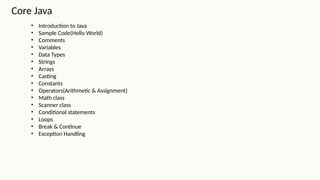 core java advanced topic for practice with examples | PPTX