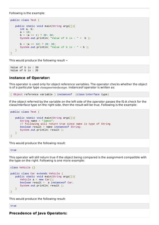 Java basic operators | PDF