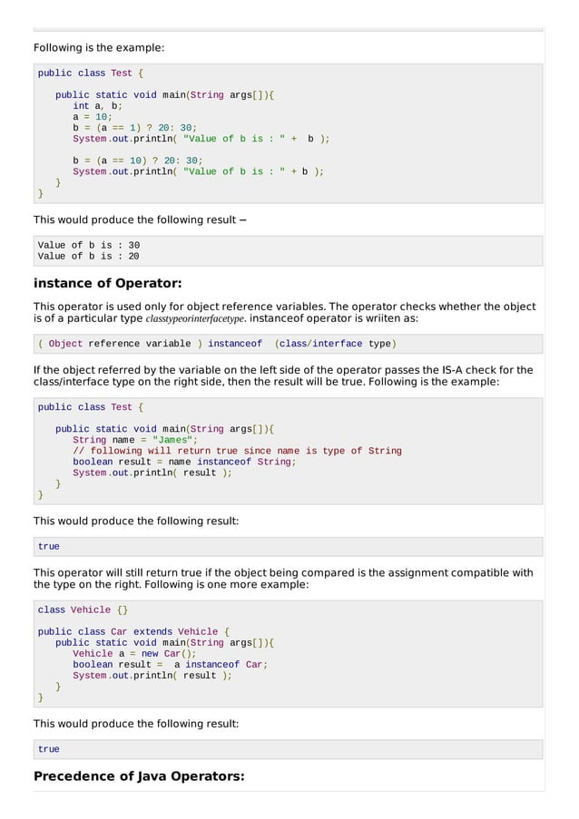 Java basic operators | PDF