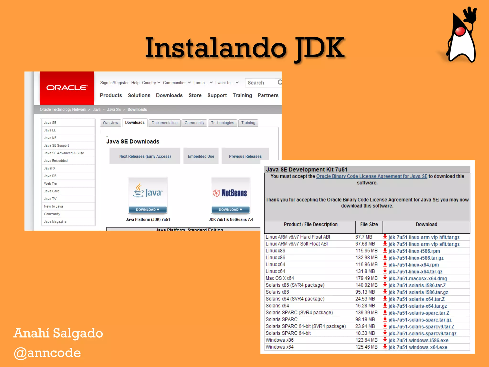 Instalando JDK
Anahí Salgado
@anncode
 