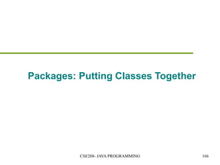 Packages: Putting Classes Together
CSE208- JAVA PROGRAMMING 166
 