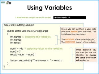 Java basics variables | PPT