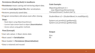 ADVANCED JAVA-JAVA BEANS-CUSTOMIZER-PERSISTENCE-SERIALIZATION | PDF