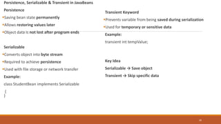 ADVANCED JAVA-JAVA BEANS-CUSTOMIZER-PERSISTENCE-SERIALIZATION | PDF