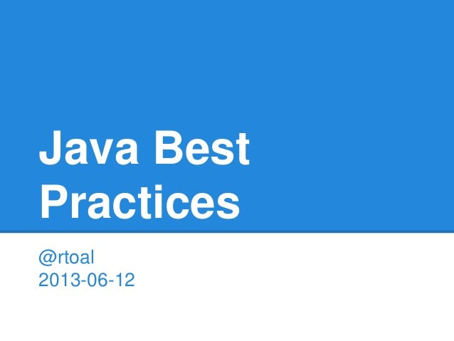 Java best practices