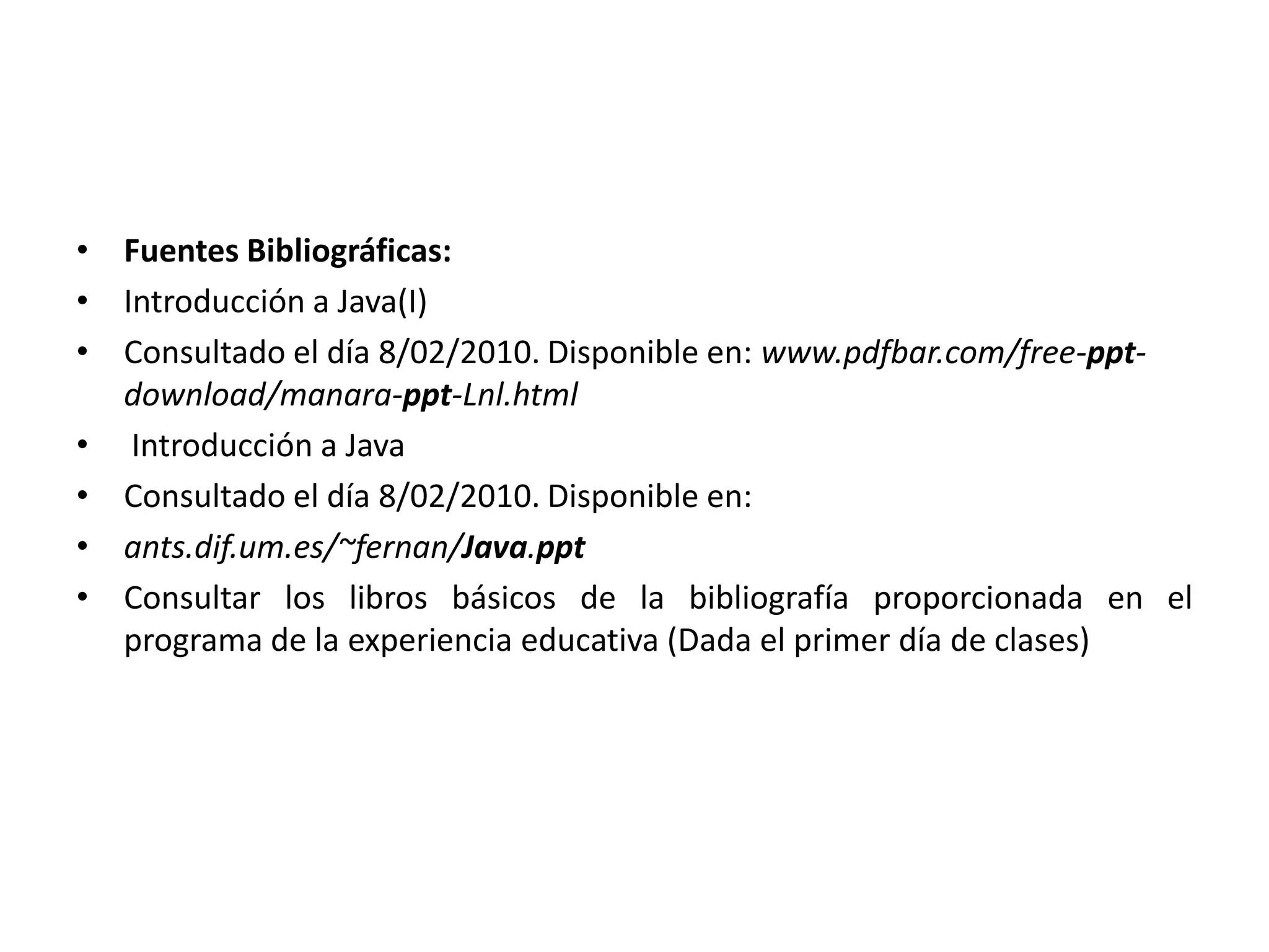 28Stream de entrada por tecladoPara manejar entradas por teclado se tieneque crear un BufferedReader a partir de System.in:import java.io.*;publicclass inicio {publicstaticvoidmain(String[] args) throwsIOException {String cadena;BufferedReader entrada;	entrada = new BufferedReader(new InputStreamReader(System.in)); // Crear objeto de entradaSystem.out.println("Escribe tu nombre:");	cadena = entrada.readLine(); //leemos cadena de caracteres mediante readLine()  }}Condiciones previas a la creación de un BufferedReader:Se tienenque importar las clases que uso (BufferedReader y InputStreamReader), que están en el paquete java.io, por medio de import.Se tiene que poner “throwsIOException” en la función que usa BufferedReader (ya se explicará más adelante el manejo de excepciones).Una vez creado el objeto de entrada para teclado, mediante BufferedReader,  se puede leer la entrada por teclado mediante una llamada a objeto.readLine() (la entrada termina al pulsar Enter). No olvidar que esta función devuelve un String, es decir, cualquier cosa que el usuario teclea se almacena como una cadena, sea “pedro” o “3420”. Java es un lenguaje fuertemente tipado y si se quiere que lo tecleado se convierta en un número habrá que hacer posteriormente una conversión mediante métodos, como se ve en el siguiente ejemplo.