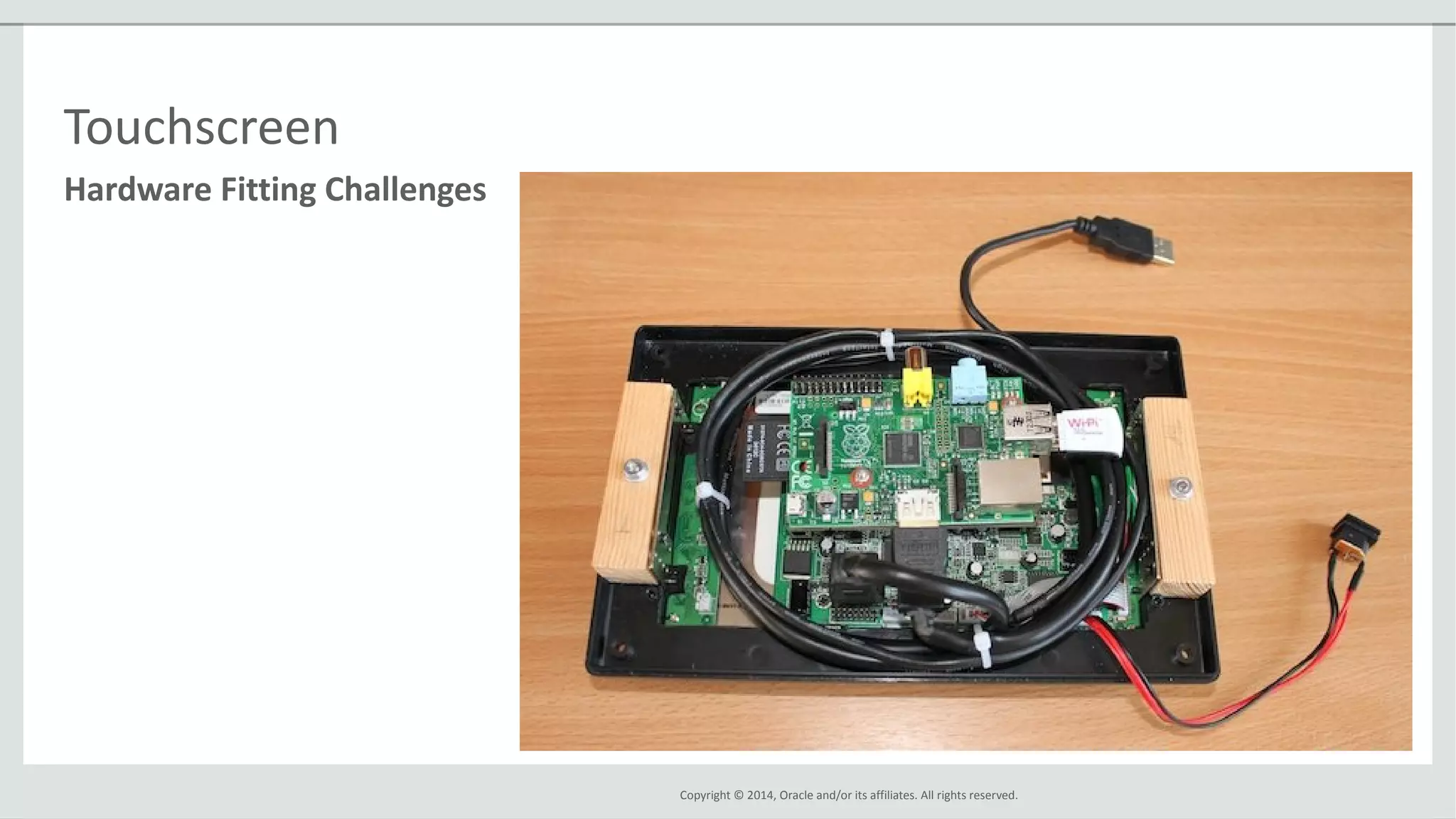Copyright © 2014, Oracle and/or its affiliates. All rights reserved.
Hardware Fitting Challenges
Touchscreen
 