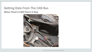Copyright © 2014, Oracle and/or its affiliates. All rights reserved.
Where There’s A Will There’s A Way
Getting Data From The CAN Bus
 