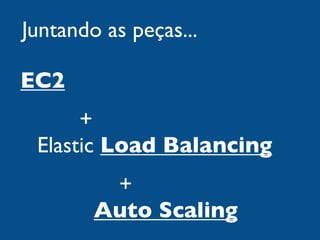 Juntando as peças...

EC2
      +
 Elastic Load Balancing
         +
        Auto Scaling
 