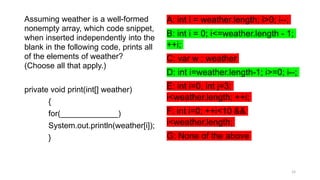 Chapter 3 of Java 17 Certification sample questions | PPTX