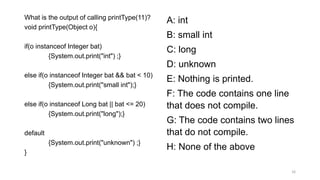 Chapter 3 of Java 17 Certification sample questions | PPTX