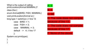 Chapter 3 of Java 17 Certification sample questions | PPTX