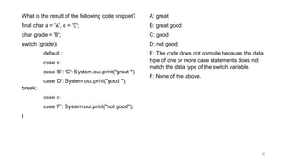 Chapter 3 of Java 17 Certification sample questions | PPTX