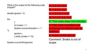 Chapter 3 of Java 17 Certification sample questions | PPTX