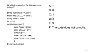 Chapter 3 of Java 17 Certification sample questions | PPTX