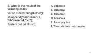 Chapter 4 of Java 17 Certification sample questions | PPTX
