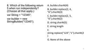 Chapter 4 of Java 17 Certification sample questions | PPTX