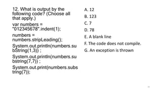 Chapter 4 of Java 17 Certification sample questions | PPTX