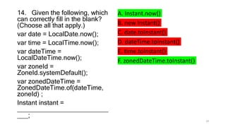 Chapter 4 of Java 17 Certification sample questions | PPTX