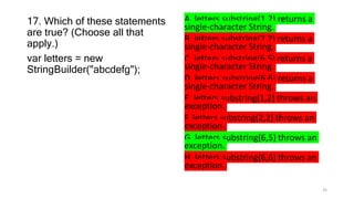 Chapter 4 of Java 17 Certification sample questions | PPTX