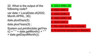 Chapter 4 of Java 17 Certification sample questions | PPTX