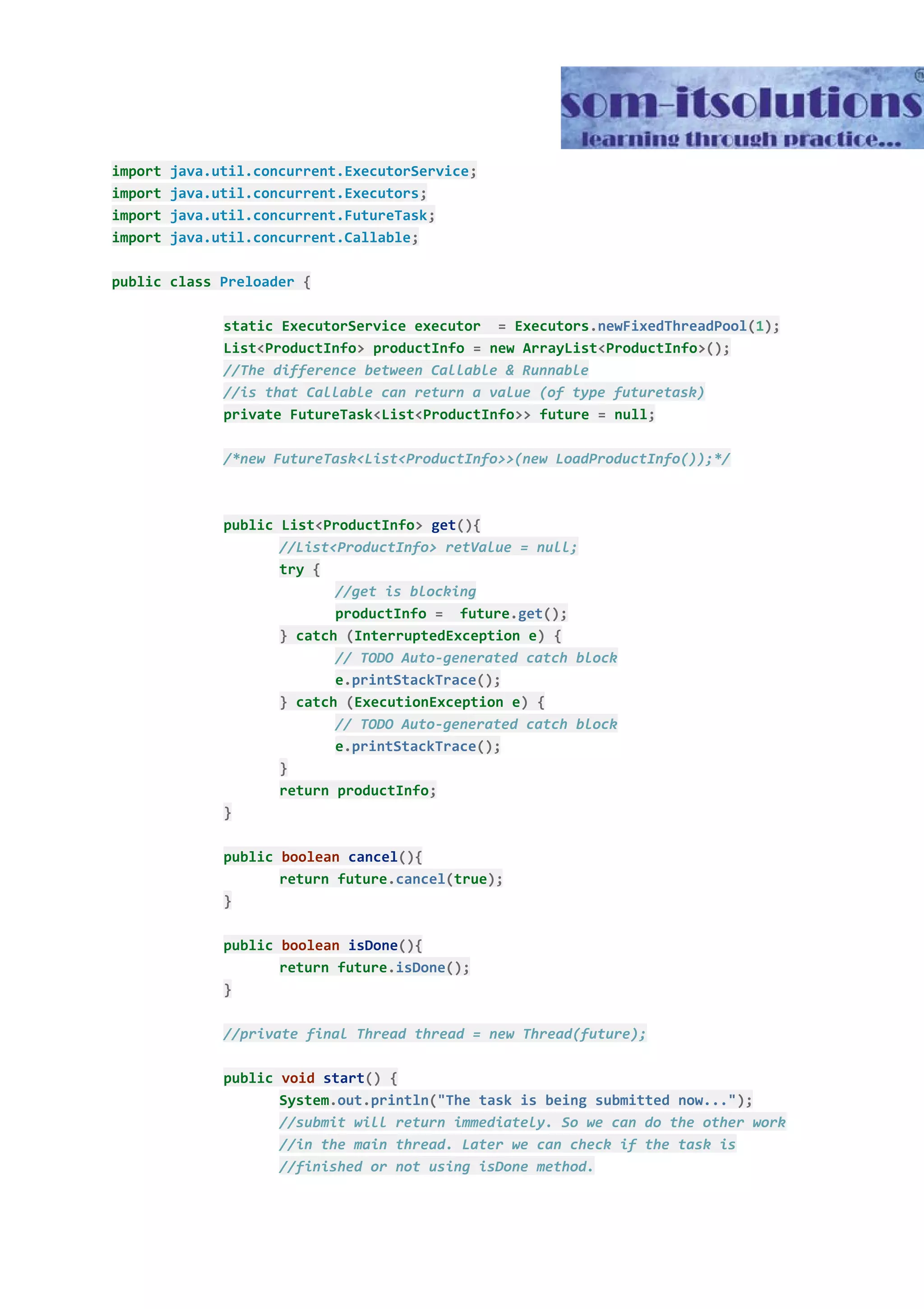 Java concurrency model - The Future Task | PDF