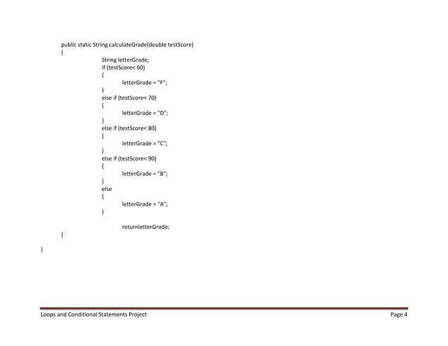 Java Code for Sample Projects Loops | DOCX