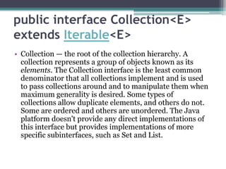 Java collections | PPTX | Programming Languages | Computing