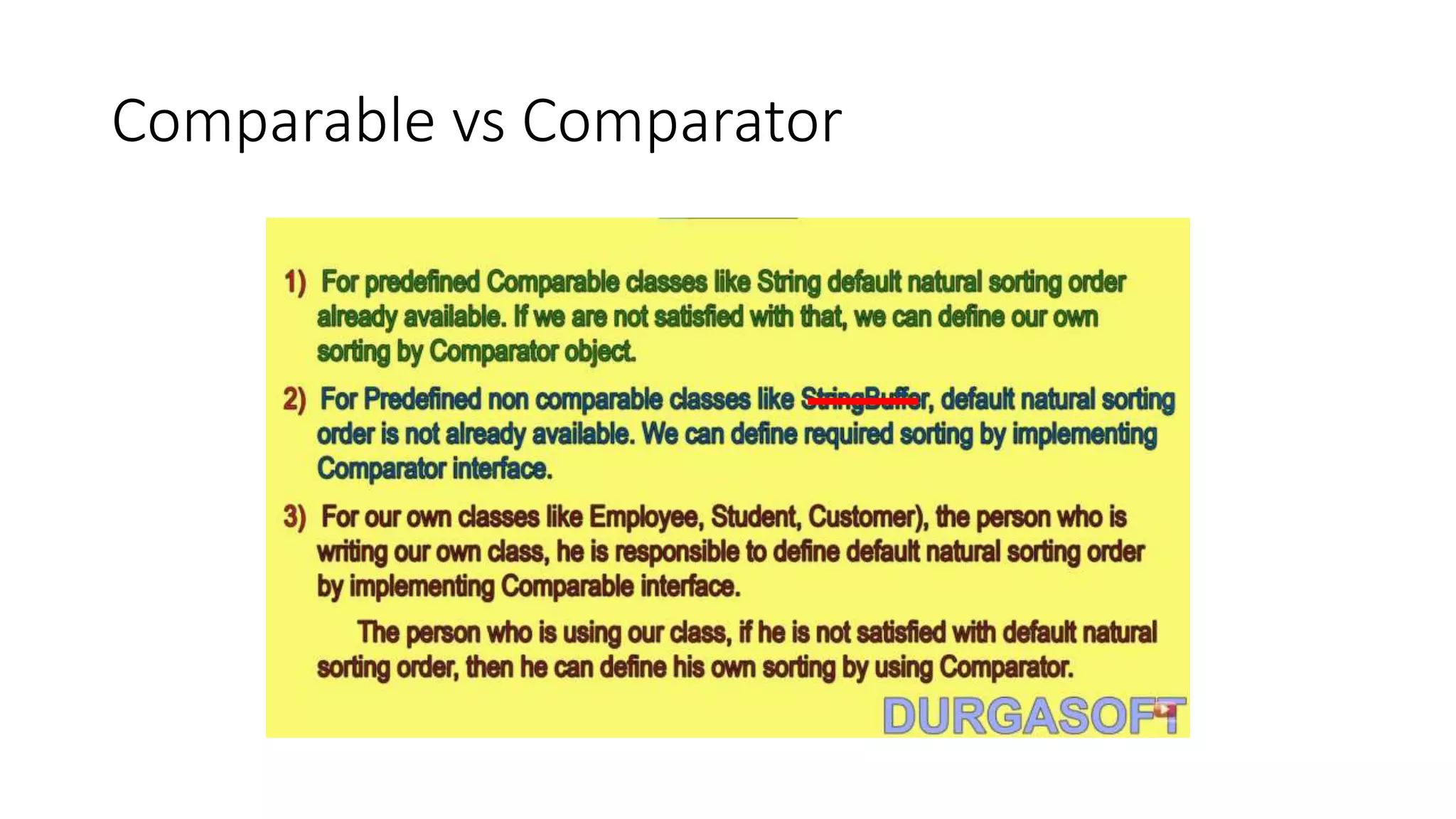 Comparable vs Comparator
 