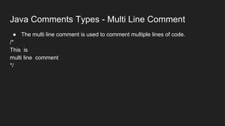 Java Comments | Java course | PPT