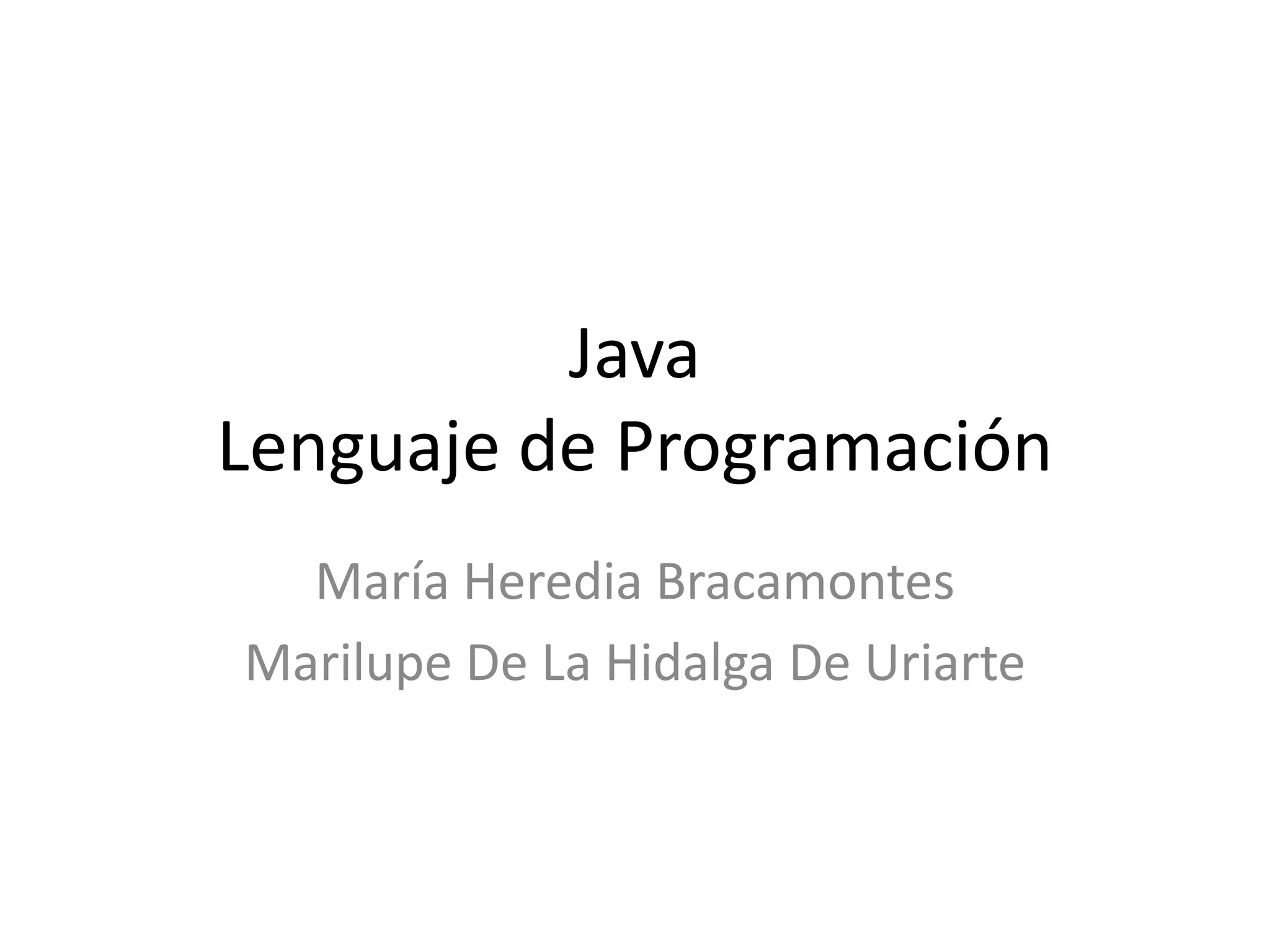 Java Lenguaje de Programación María Heredia BracamontesMarilupe De La Hidalga De Uriarte 