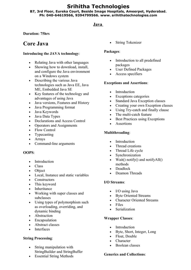 Java Classroom Training | PDF