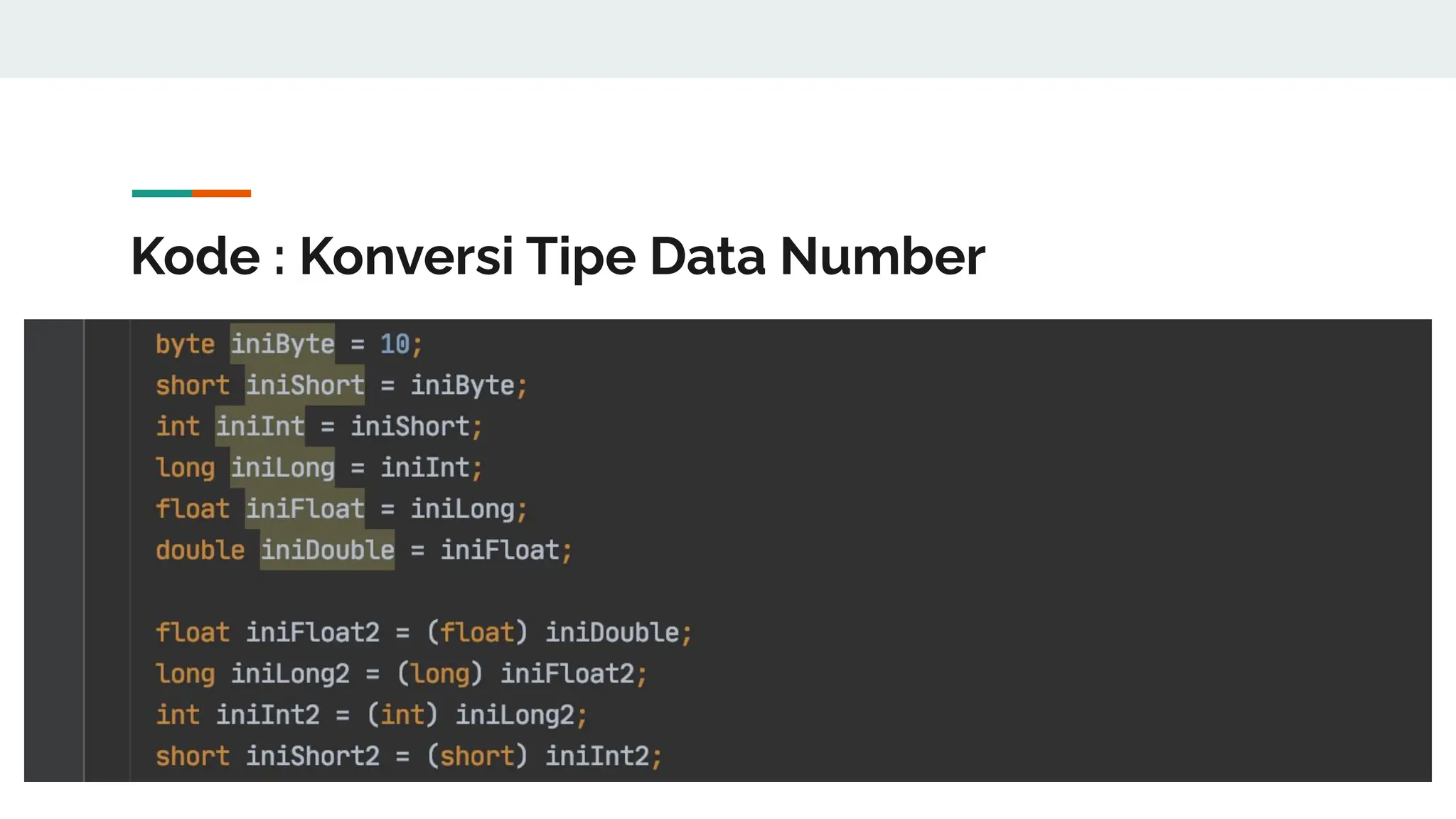 Kode : Konversi Tipe Data Number
 