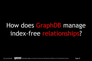 How does GraphDB manage
      index-free relationships?


(c) Luca Garulli   Licensed under a Creative Commons Attribution-NoDerivs 3.0 Unported License   Page 37
 