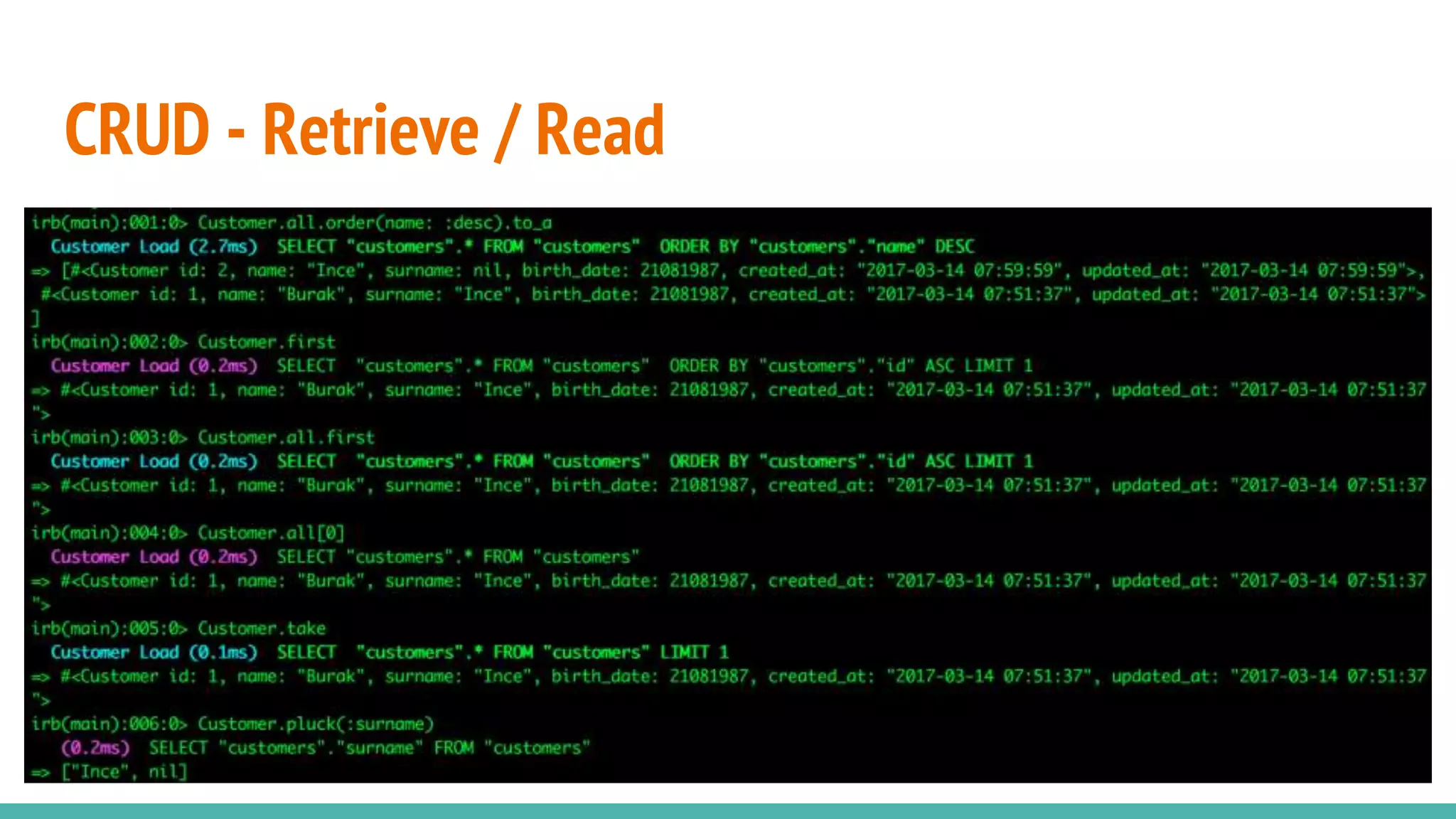 CRUD - Retrieve / Read
 