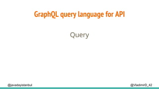 GraphQL query language for API
@VladimirD_42
Query
@javadayistanbul
 