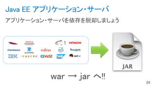 Java EE アプリケーション・サーバ
アプリケーション・サーバを依存を脱却しましょう
 