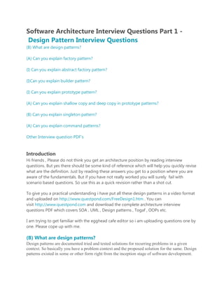 Java Design Pattern Interview Questions