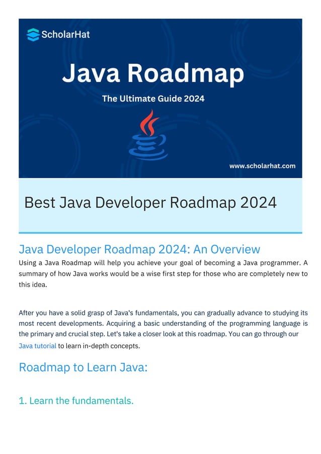 Java Developer Roadmap PDF By ScholarHat | PDF | Programming Languages ...