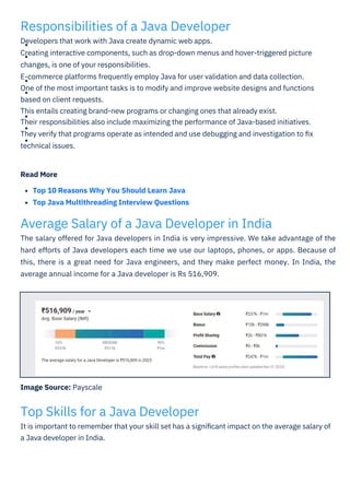 Java Developer Salary in India PDF By ScholarHat | PDF