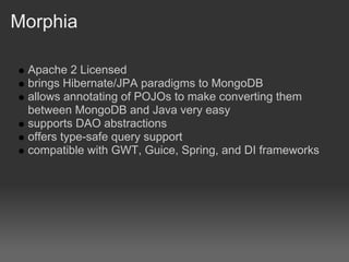 Java hibernate deals mongodb