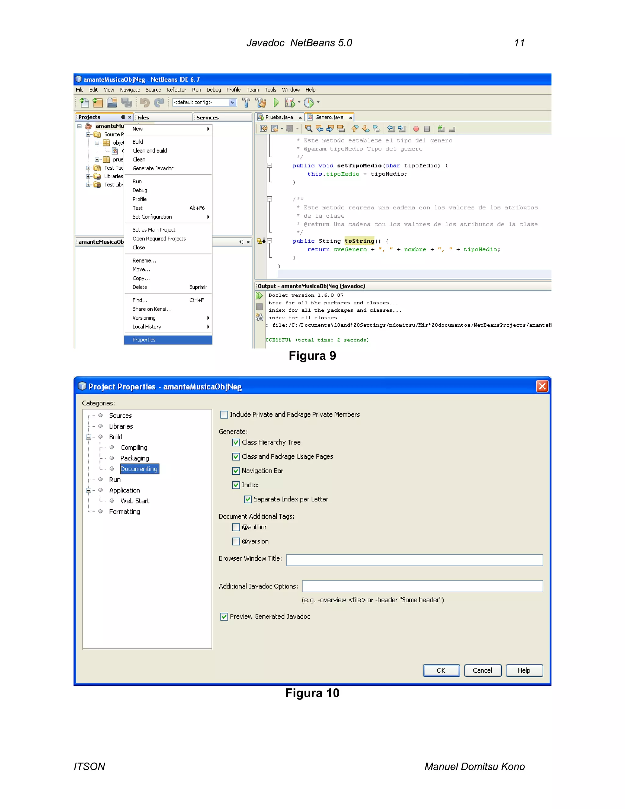 Javadoc NetBeans 5.0 11
ITSON Manuel Domitsu Kono
Figura 9
Figura 10
 