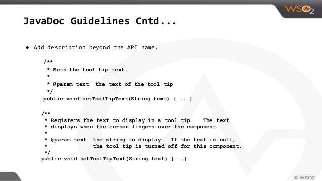 Java Docs and Best Practices